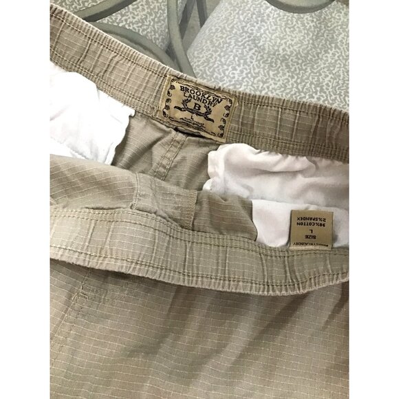 BROOKLYN LAUNDRY MENS KHAKI ELASTIC WAIST TAPPER LEG 98% COTTON SIZE LARGE - Picture 3 of 6